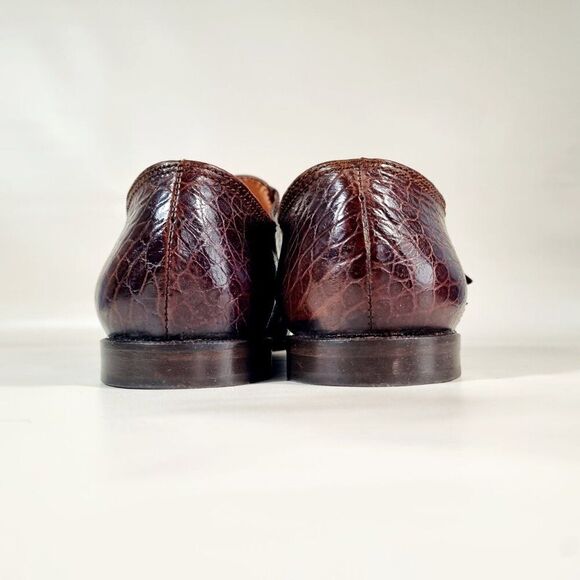 HERA Brown Croc-Embossed Leather Monk Strap Shoes โ Elegant Dress Shoes - Picture 4 of 5